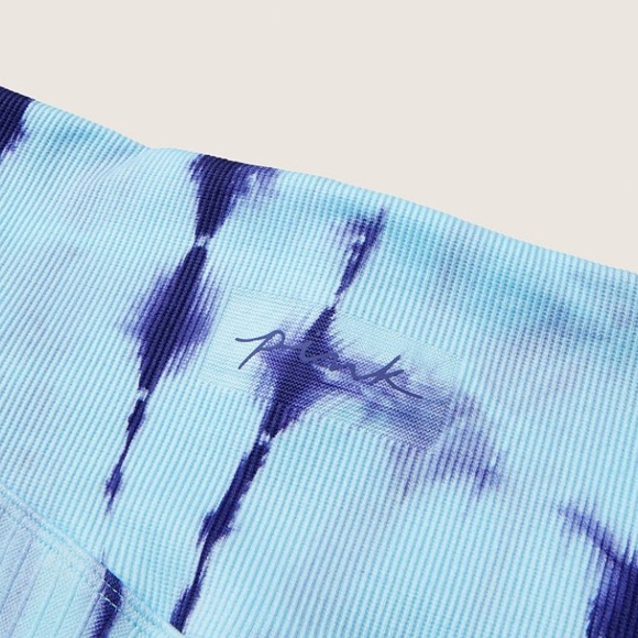 NWT Pink Seamless High Waist 7/8 Workout Tight - Blue Breeze Spiral Tie Dye - Picture 5 of 13